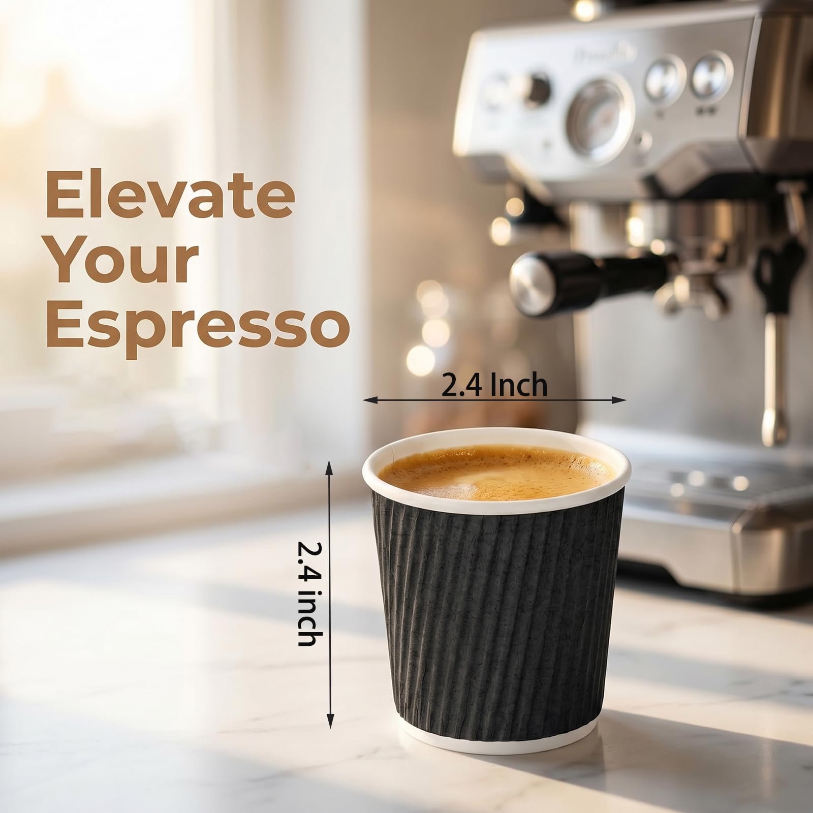 Nicunom 250 Pcs Disposable Espresso Cups 4 oz, Premium Insulated Paper Espresso Cup Corrugated Disposable Coffee Cups Small Ripple Wall Hot Cup for Hot Beverage or Cold Drinks