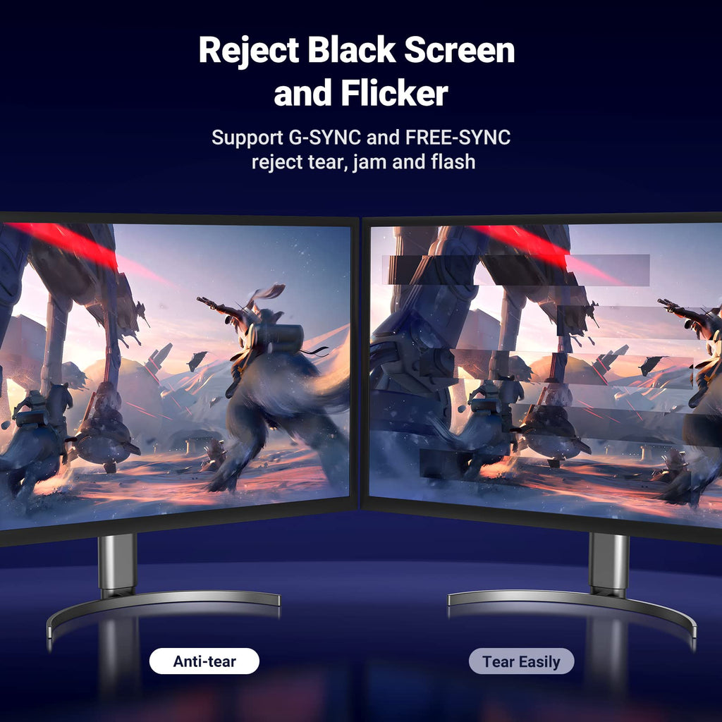 UGREEN VESA Certified DisplayPort 1.4 Cable, DP 8K@60Hz, 4K@144Hz, 1080P@240Hz, Support 32.4Gbps HDR, FreeSync G-Sync, Braided Cord for HDTVs, Gaming Monitors, PC Graphics (10ft)