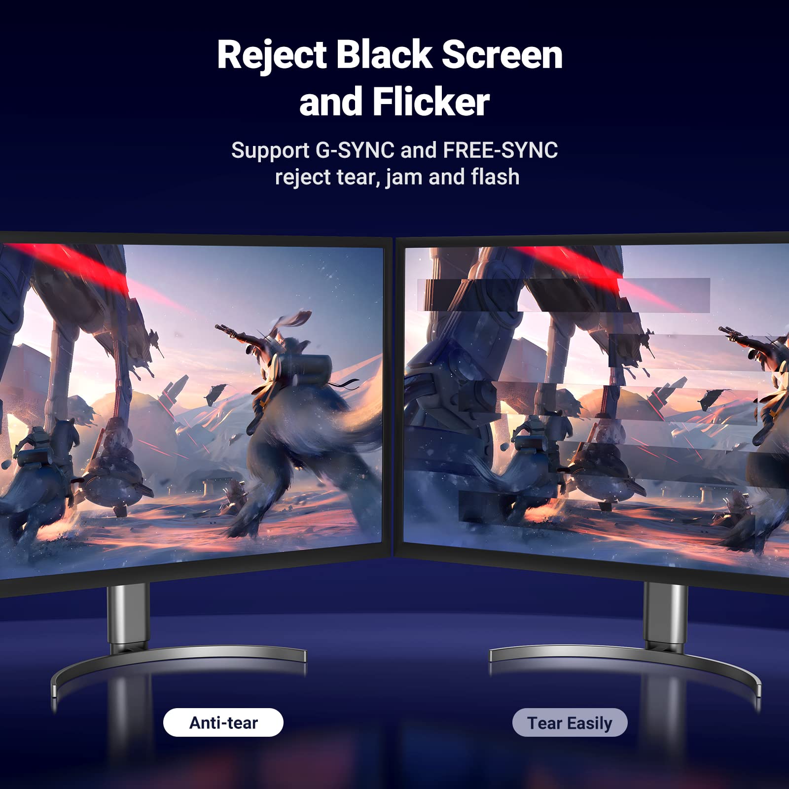UGREEN VESA Certified DisplayPort 1.4 Cable, DP 8K@60Hz, 4K@144Hz, 1080P@240Hz, Support 32.4Gbps HDR, FreeSync G-Sync, Braided Cord for HDTVs, Gaming Monitors, PC Graphics (10ft)
