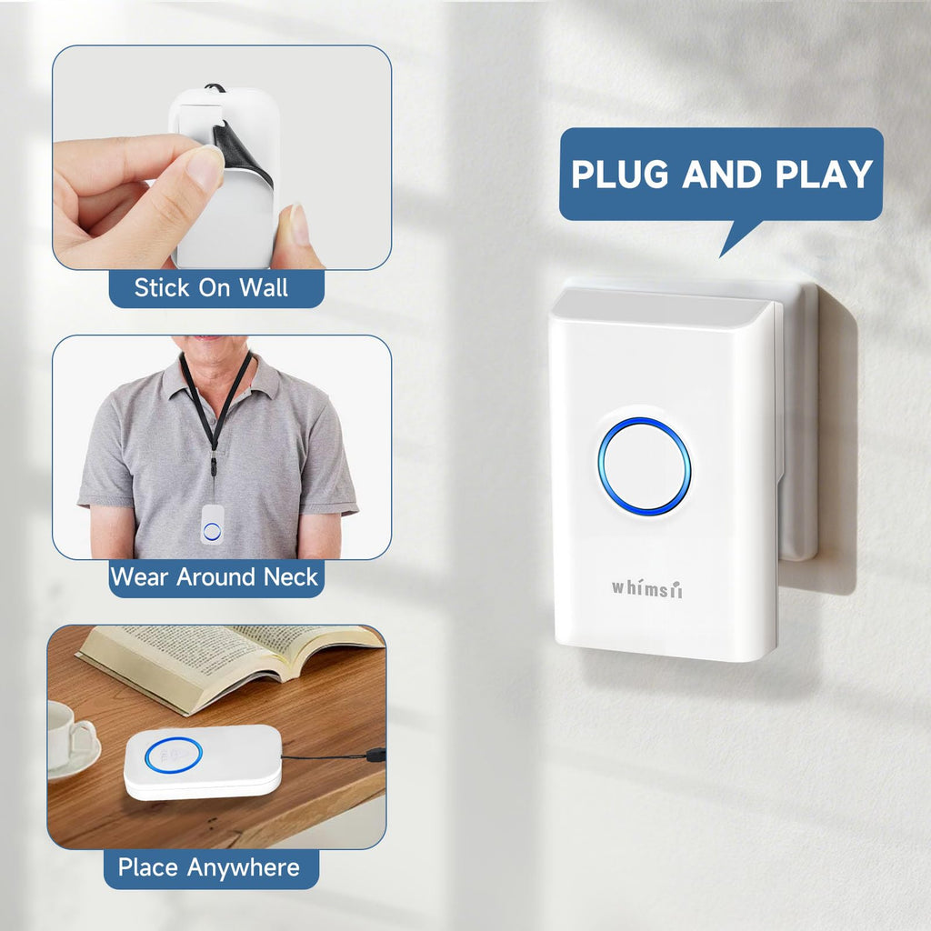 Fall Alert Devices for Elderly – Wireless Caregiver Pager with Call Button, 2-Way Alert System for Seniors, Panic Button, Call Bell for Elderly, Emergency & Seizure Alerts