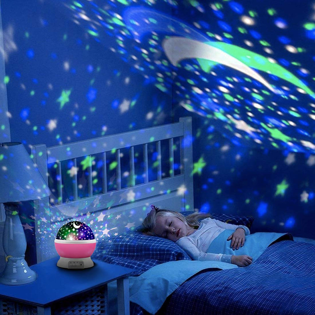 MOKOQI Star Projector Night Lights for Kids, Fun Gifts for 1-4-6-14 Year Old Girl and Boy, Projection Lamp for Kids Bedroom, Glow in The Dark Stars and Moon for Child Asleep Peacefully (Pink)