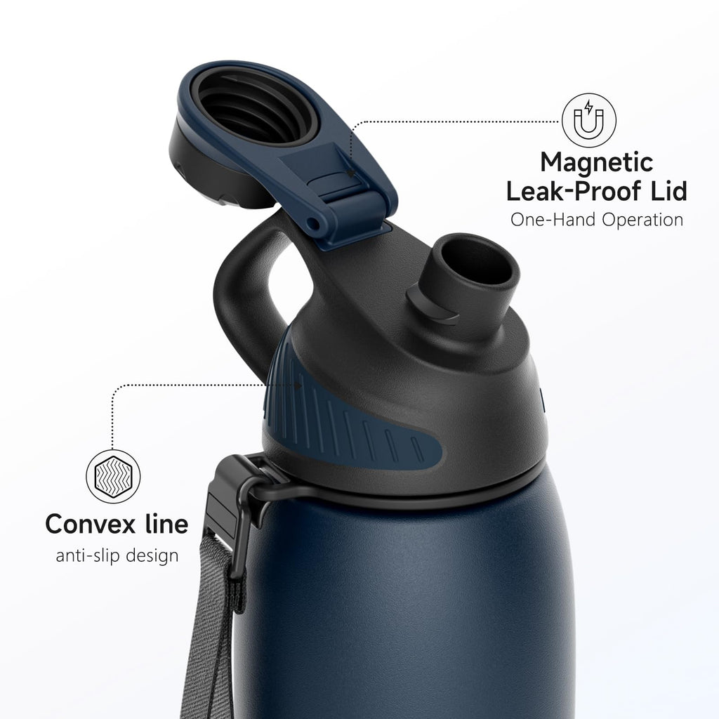 Fjbottle Insulated Stainless Steel Water Bottle, 600ml Leakproof Water Bottles, Ice Reusable Tumbler, Double Wall Vacuum Jug, Lightweight Durable for Traveling & Sports, Workout