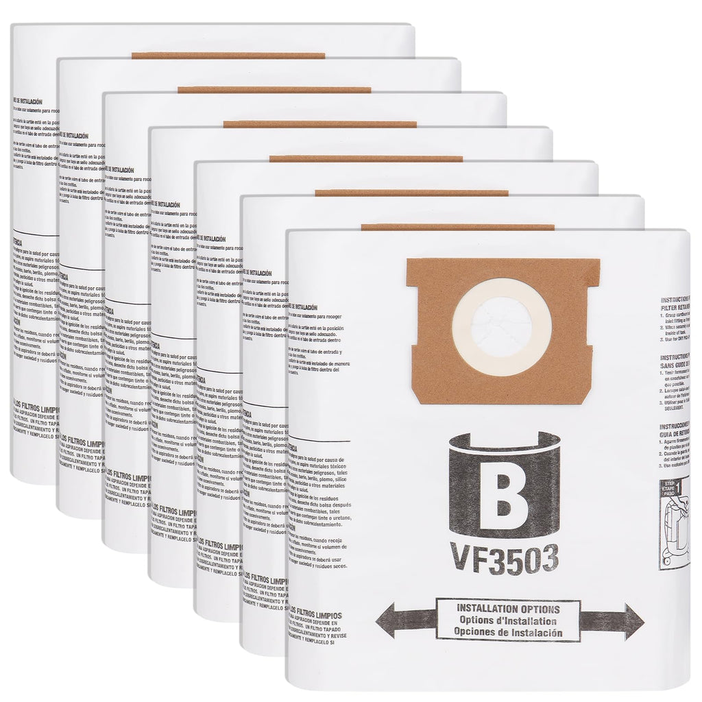 Replacement Bags for Ridgid VF3503 - High Efficiency Dust Filter Bags 5 to 9 Gallon for Ridgid Vacuum Cleaner VF3503 (7 Pack)