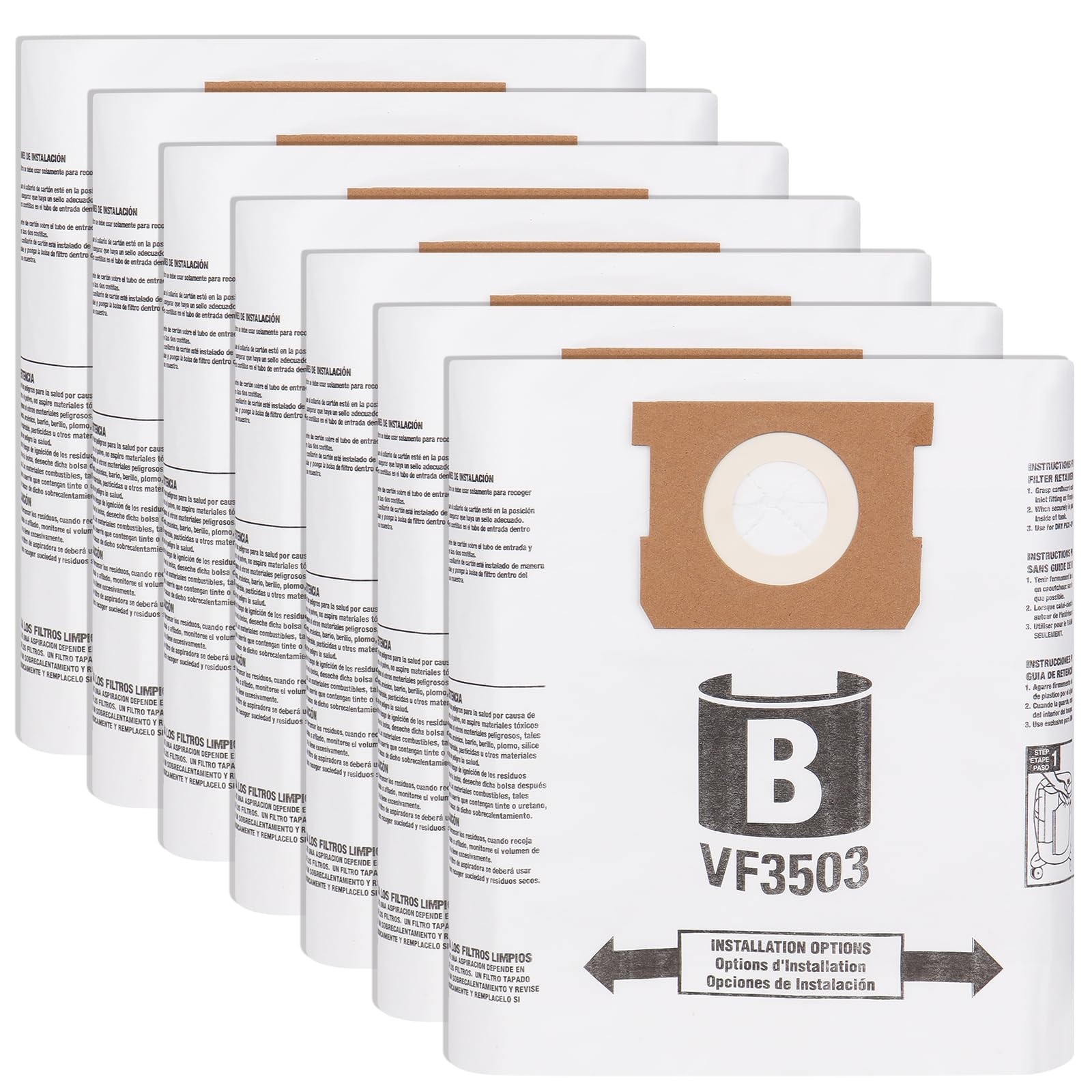 Replacement Bags for Ridgid VF3503 - High Efficiency Dust Filter Bags 5 to 9 Gallon for Ridgid Vacuum Cleaner VF3503 (7 Pack)