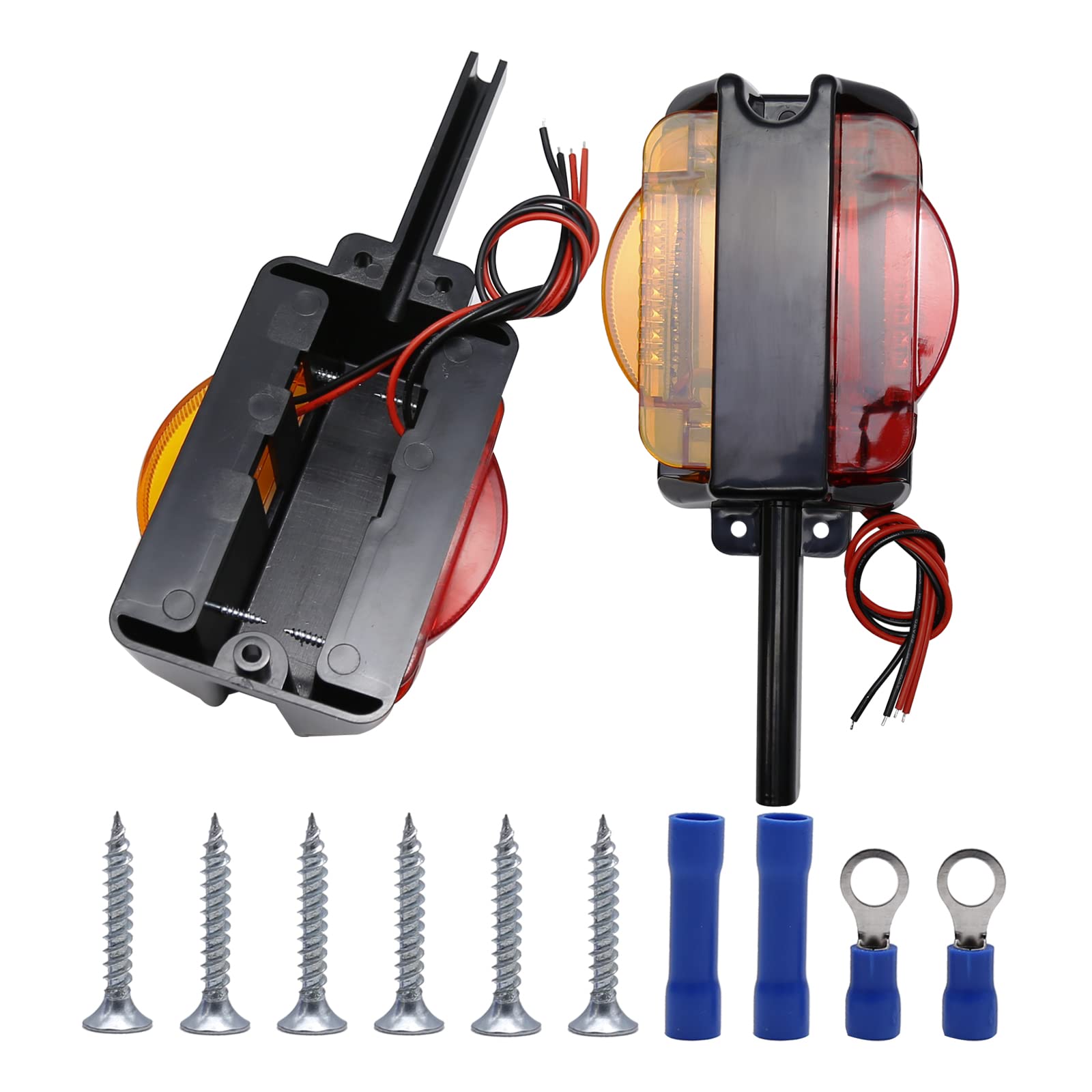 Anxingo 2PCS 4" LED Clearance Trailer Fender Lights Trailer Light Assembly Amber Front Red Back 4 Diodes Right + Left