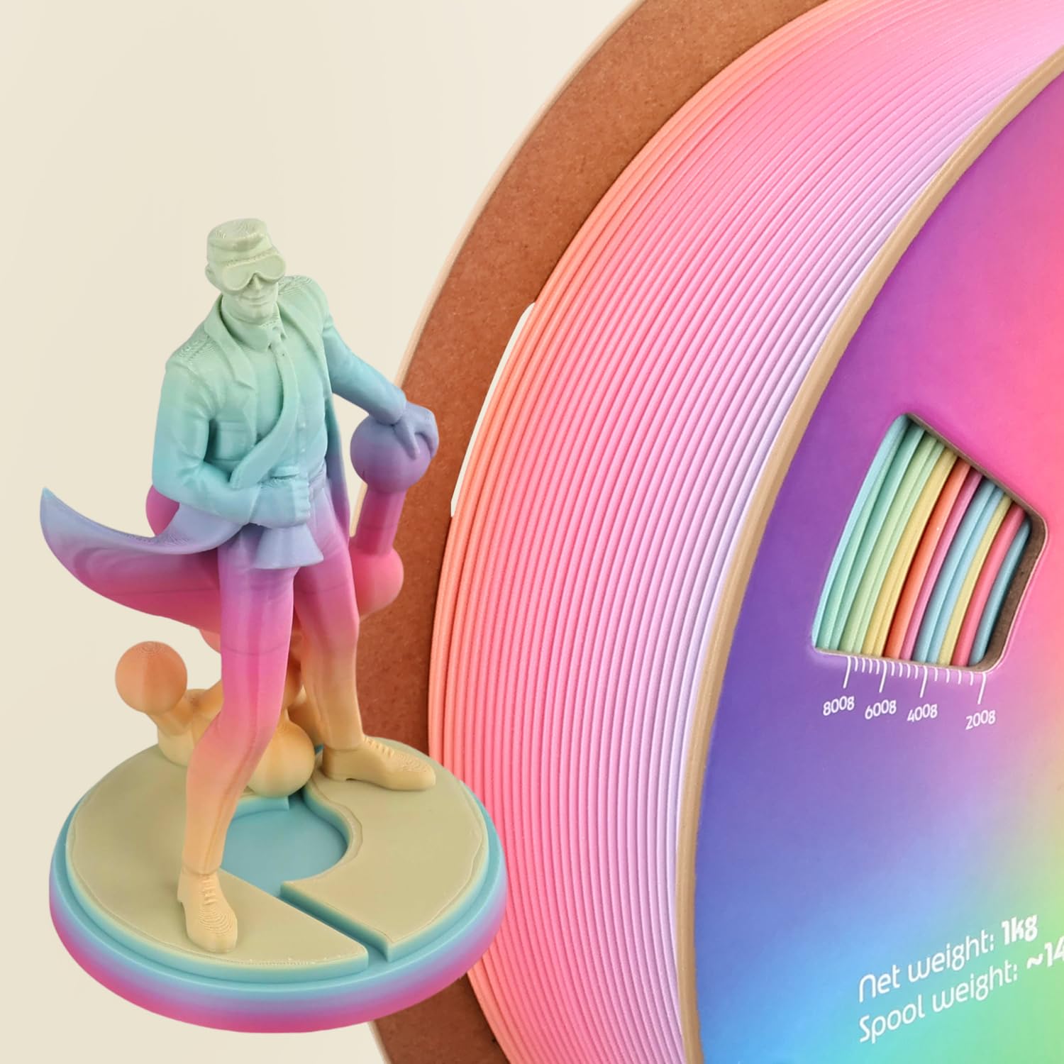 Polymaker Panchroma Gradient Satin Rainbow 3D Printer PLA Filament 1.75mm, Multicolor 3D Printing PLA Filament, 1kg Spool (2.2lbs)