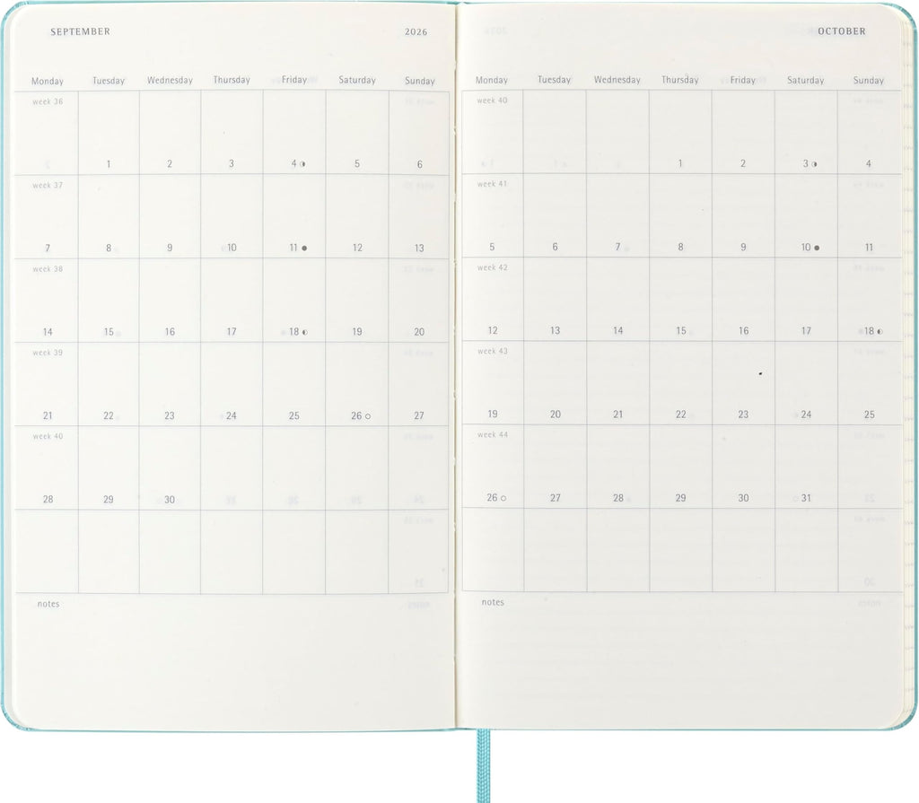 Moleskine Classic 18 Month 2025-2026 Weekly Planner, Hard Cover, Large (5" x 8.25"), Aquamarine, 208 pages
