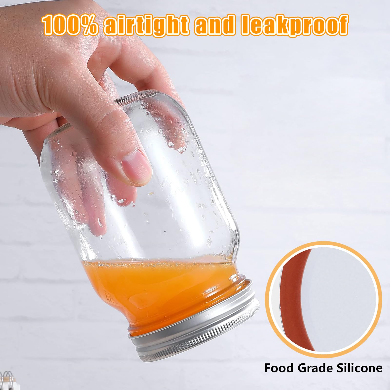 Acrux7 200 PCS Canning Lids 70mm Regular Mouth Mason Jar Lids Split-Type Metal Canning Lids for Ball, Kerr, Canning Jar Lids Bulk, Reusable Leak Proof Canning Lids with Silicone Seals Rings