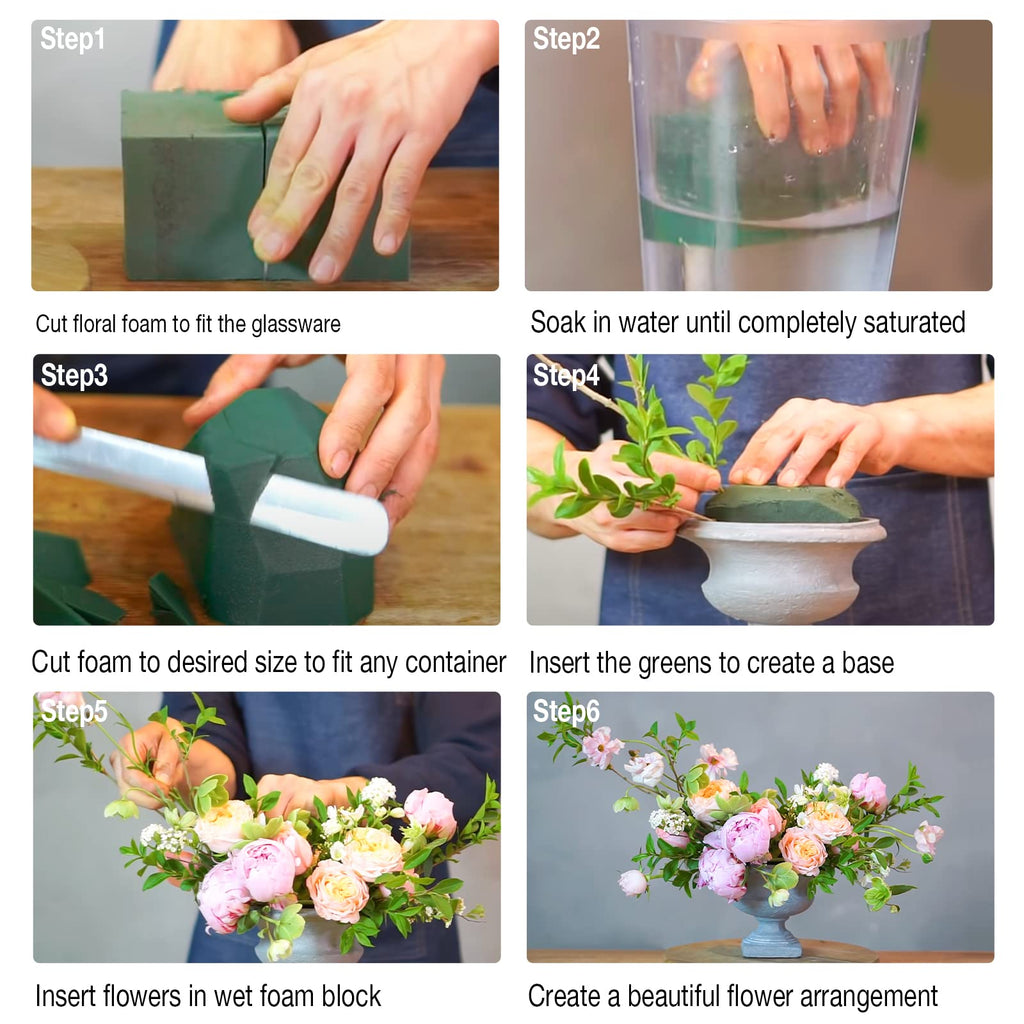 8 Pack Floral Foam Blocks for Fresh and Artificial Flowers, Wet Green Florist Bricks Arrangement Supplies for Crafts Wedding Decoration, 8.9" L x 4.1" W x 2.6" H