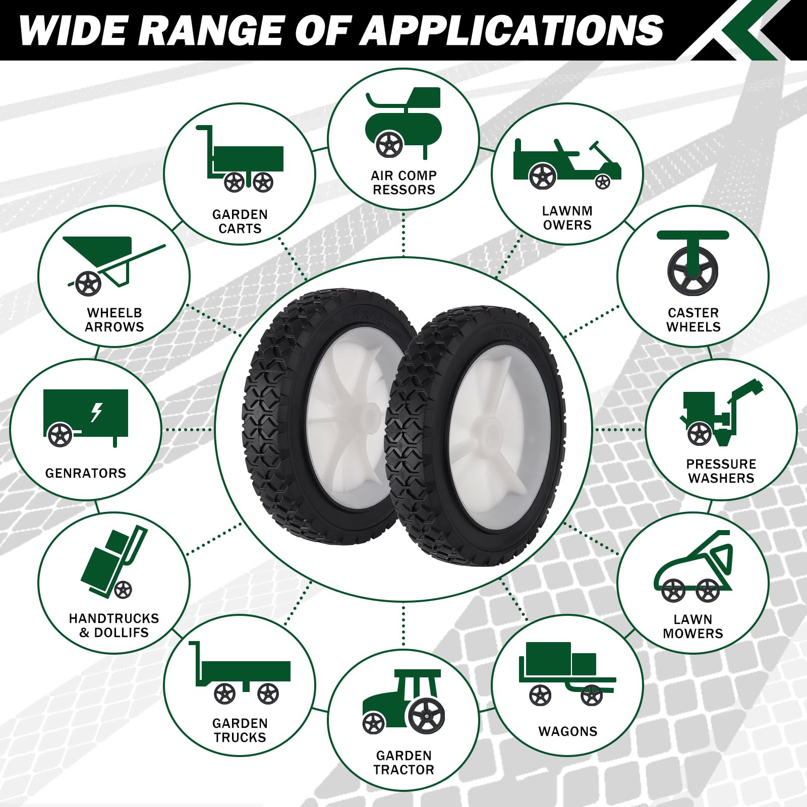 CheeMuii 7 Inch Lawn Mower Wheels 2 Pcs 7" Universal Wheels Replace for Oregon 72-106 Compatible with Craftsman/AYP/MTD Push Lawnmower, BBQ Grill, Hand Truck, etc