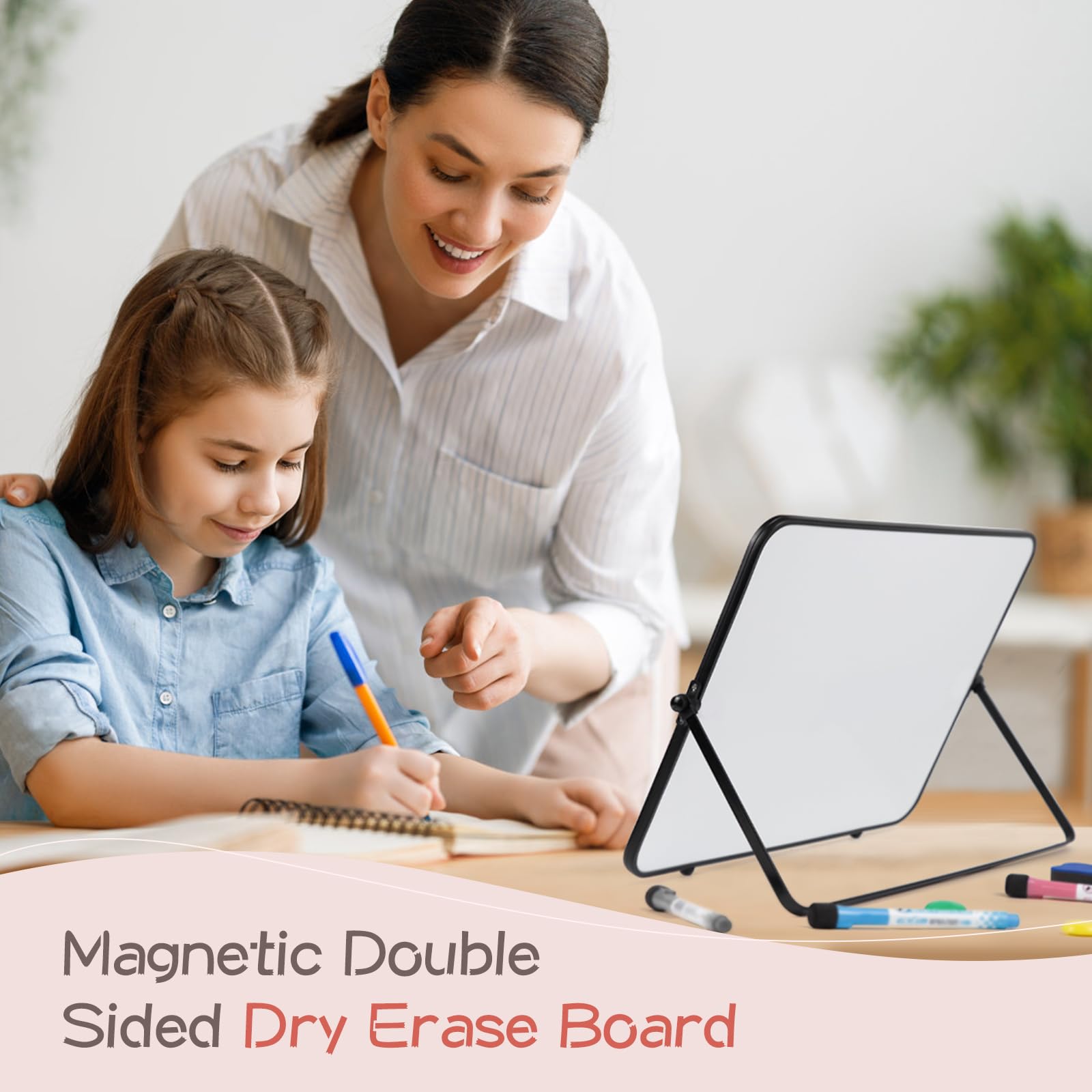SYCARON Dry Erase Whiteboard 12 x 16'', Magnetic White Board A3, Double Sided White Boards with Stand, Includes 8 Pens & 2 Eraser & 4 Magnets for Office and Home Drawing