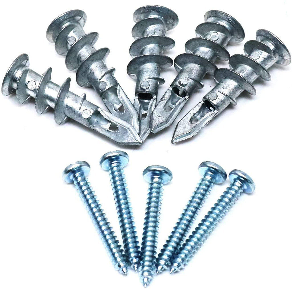 Stanz 100 PCS Drywall Anchors Kit 50 Zinc Heavy Duty Metal Wall Anchors and 50#8 x 1-1/4'' Screws Total 100 Pieces, Metal Anchor Better Than Plastic Anchor Self Drilling Sheetrock Gypsum
