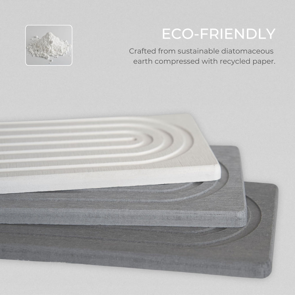 Natureva Home - Stone Faucet Mat | Diatomite Sink Splash Guard | Instant Drying Tray for Kitchen Bathroom Sinks | Made of Diatomaceous Earth | Absorbing Water Instantly | Design Arch | Colour Chalk