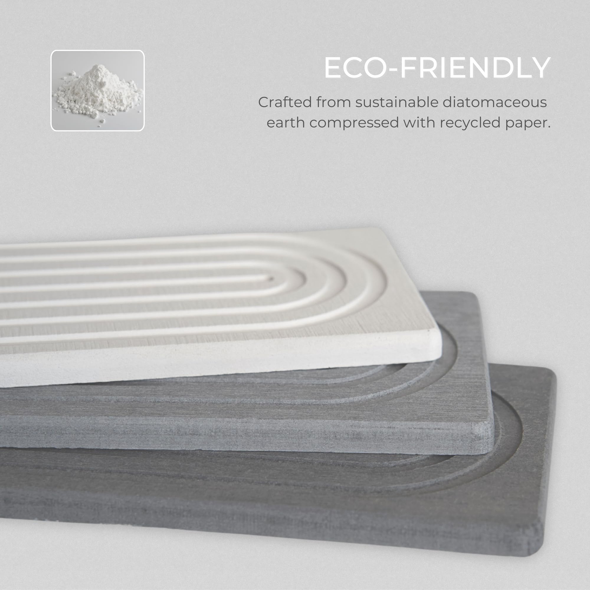 Natureva Home - Stone Faucet Mat | Diatomite Sink Splash Guard | Instant Drying Tray for Kitchen Bathroom Sinks | Made of Diatomaceous Earth | Absorbing Water Instantly | Design Arch | Colour Chalk