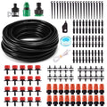 MSDADA Greenhouse Micro Drip Irrigation Kit, 50Ft Automatic Irrigation, Plant Watering System with 1/4" Blank Distribution Tubing Hose Adjustable Nozzle Emitters Sprinkler for Garden,Patio, Lawn