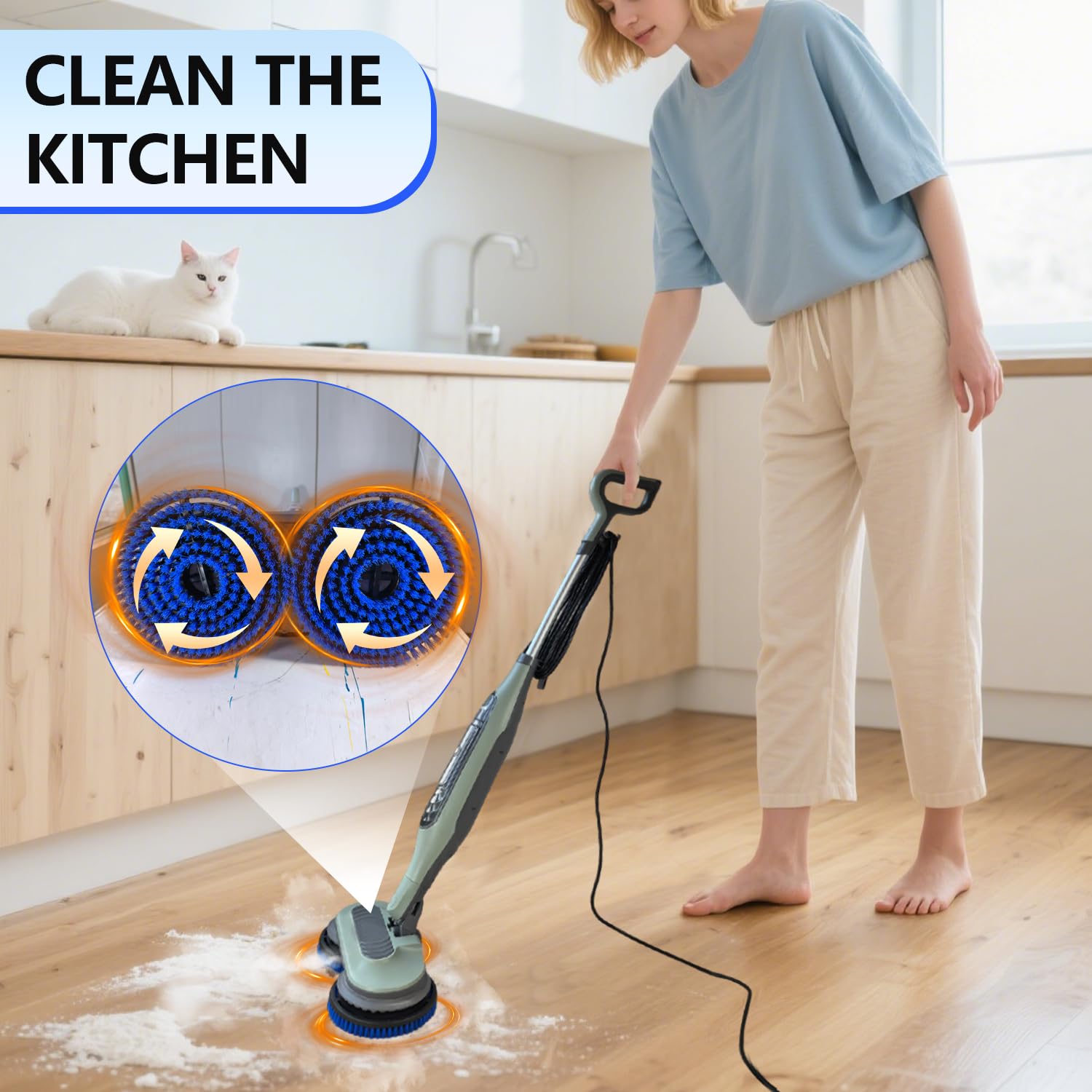HXZIYI Mop Pads Brush Head for Shark Steam Mop S7000/S7001/S8201 Series - Upgrade Brush Heads with Nylon Bristles, Deep Clean Hardwood & Tile Floors, Scratch-Free Polish (Fits XKITP7000) (Blue)