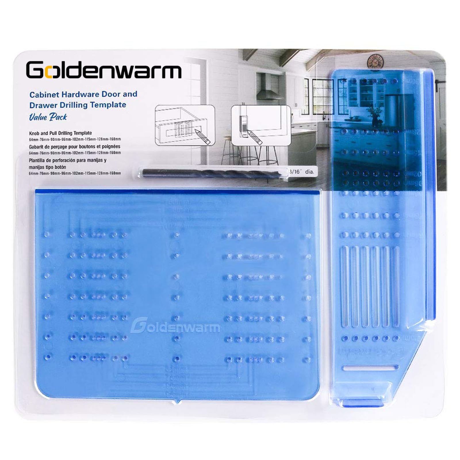 goldenwarm Cabinet Hardware Template Drawer Pull Drill Template for Cabinet Hardware Kitchen Cabinet Knob Tool Kitchen Cupboard Handles 1 Pack