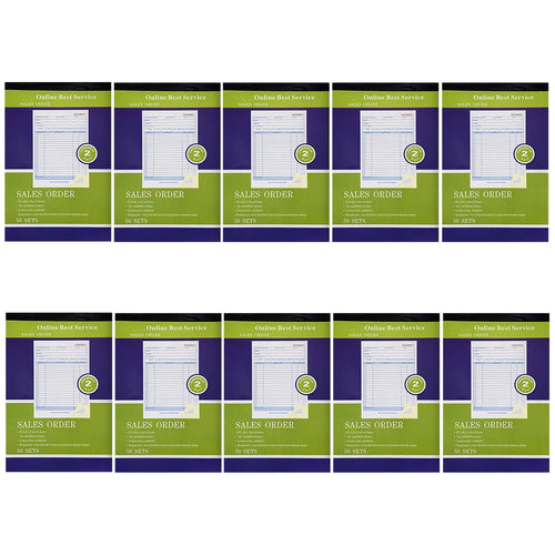 10 Pack Large Sales Order Book Receipt Invoice Duplicate Carbonless 50 Sets 5.9/16" X 8.7/16" (10 pck Vertical)