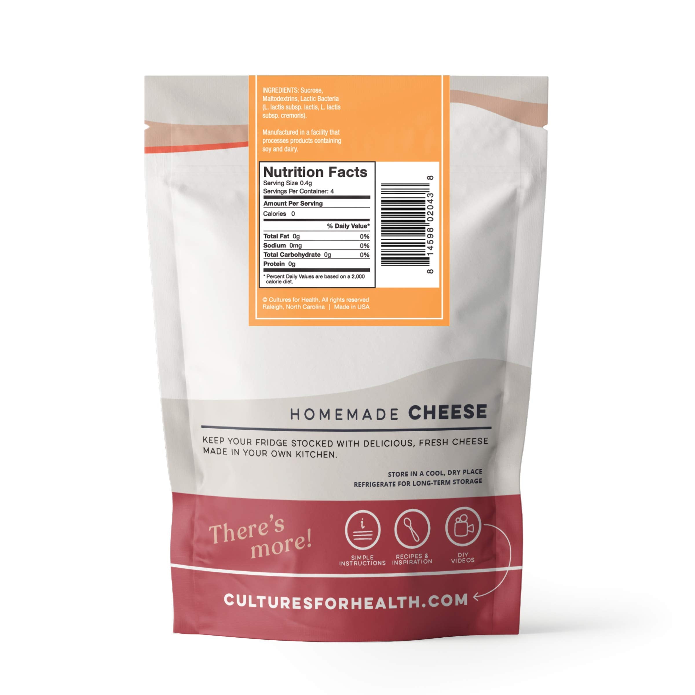 Cultures for Health Mesophilic Cheese Starter Kit | 4 Direct-Set Cultures & 2 Rennet Tablets | DIY Cheddar, Colby, Quark, Feta & More