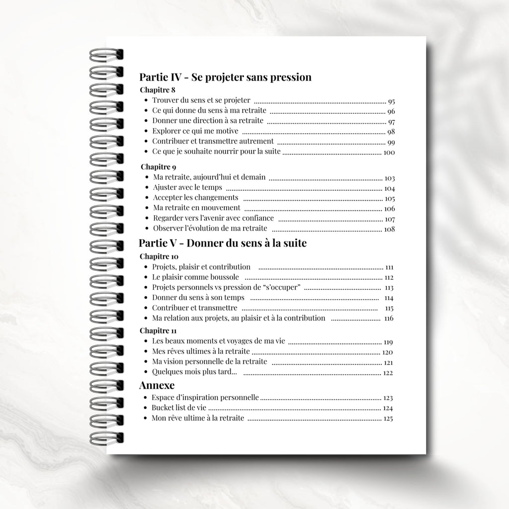 Mon Journal de Retraite, préparation, visualisation guidée, cadeau pour retraités et futurs retraités, Journal en Français, Livre de Retraite