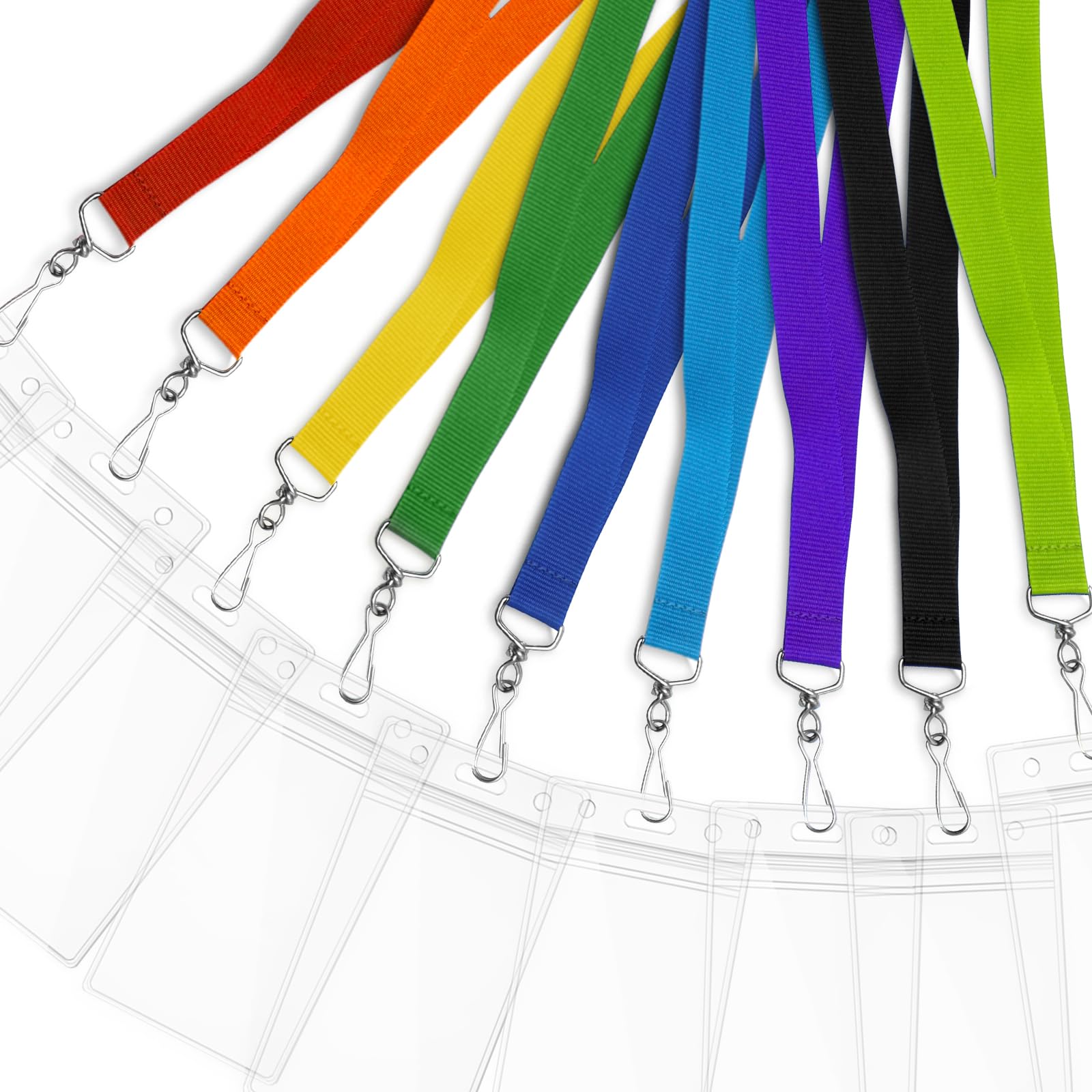 WEZEBEL 24-Pack Yellow Breakaway Lanyards with Waterproof Badge Holders, Metal Hook, Polyester Neck Straps for ID Cards, Events, Office, and Schools