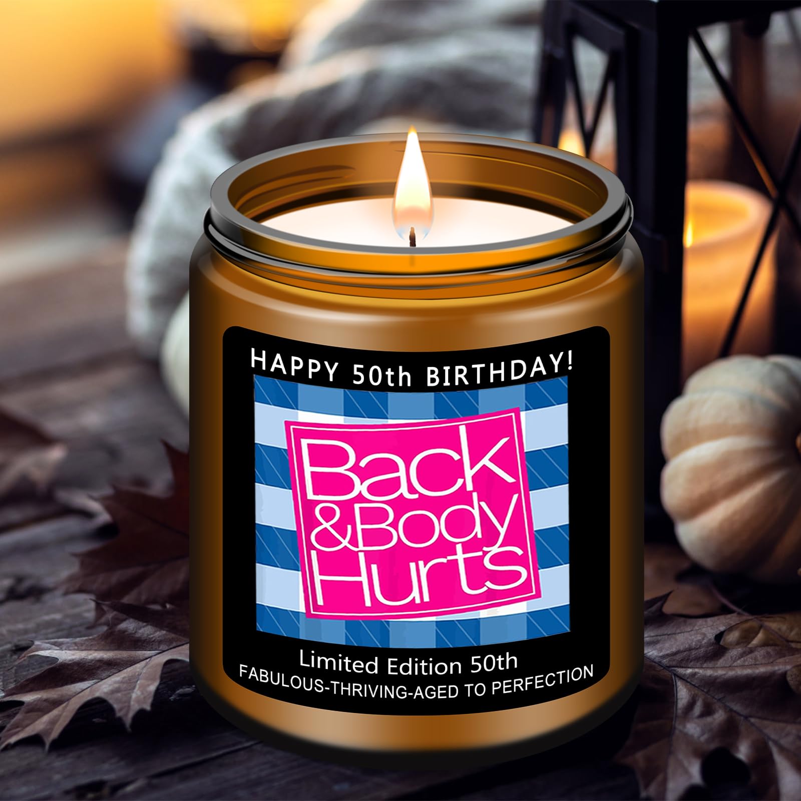 Homsolver 50th Birthday Gifts for Her Him，Happy 50th Birthday Candles Gift for Women Men，Funny 50 Years Old Decorations Ideas- Handmade Lavender Candle