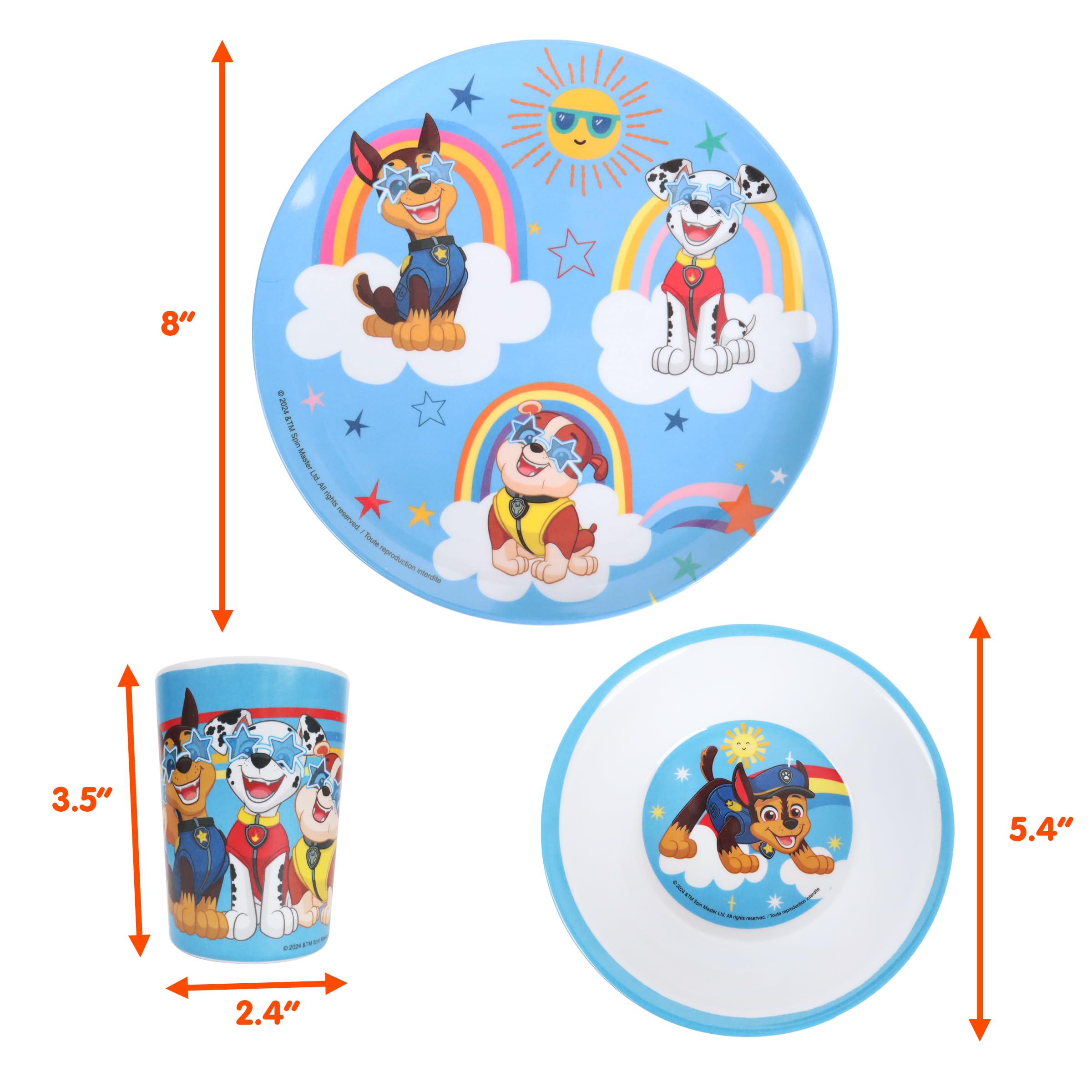 PAW Patrol 3PC Melamine DINNERWARE Set in Gift Box