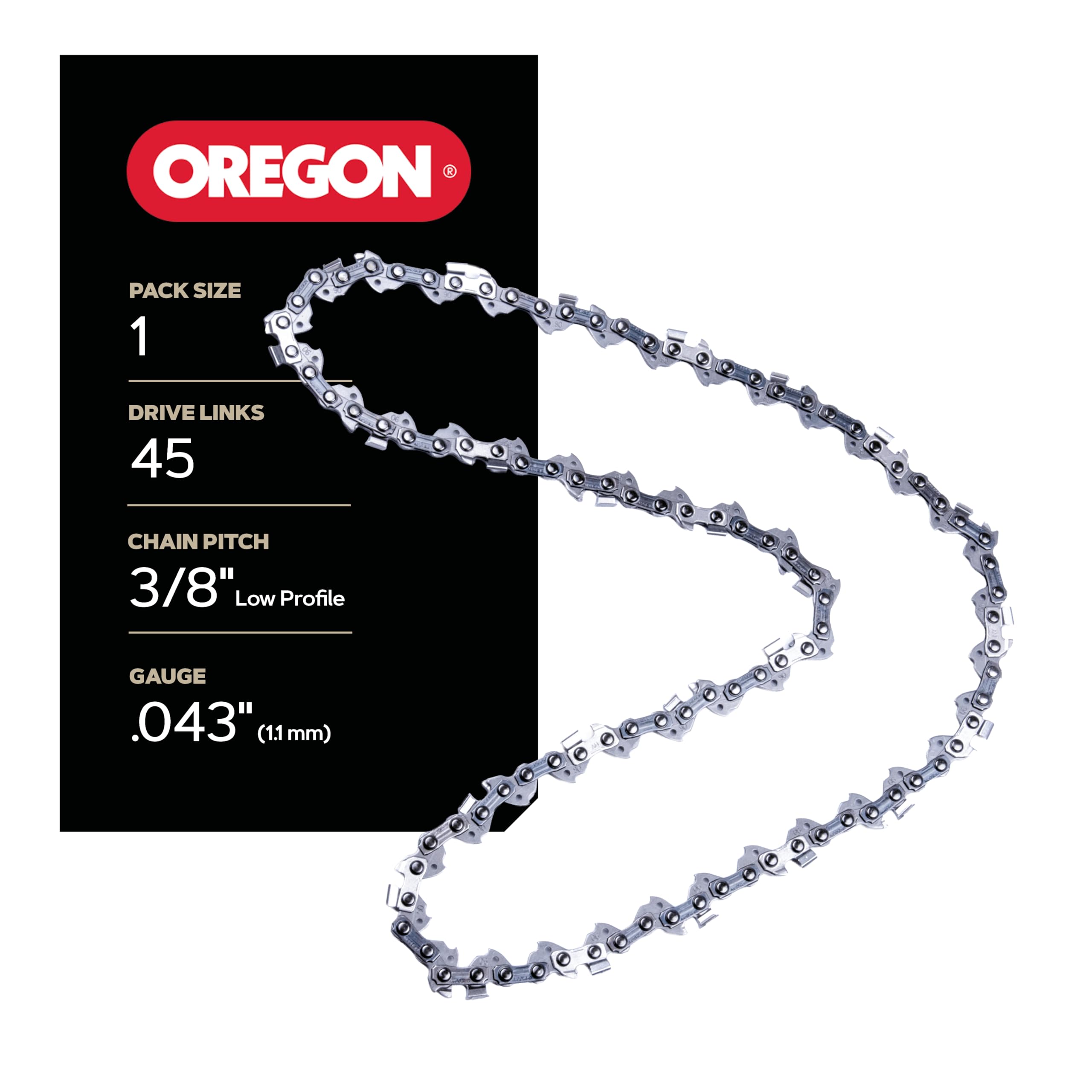 Oregon R45 AdvanceCut Chainsaw Chain for 12-Inch Bar -45 Drive Links – Low-Kickback Chain fits Dewalt, Craftsman, Makita and More