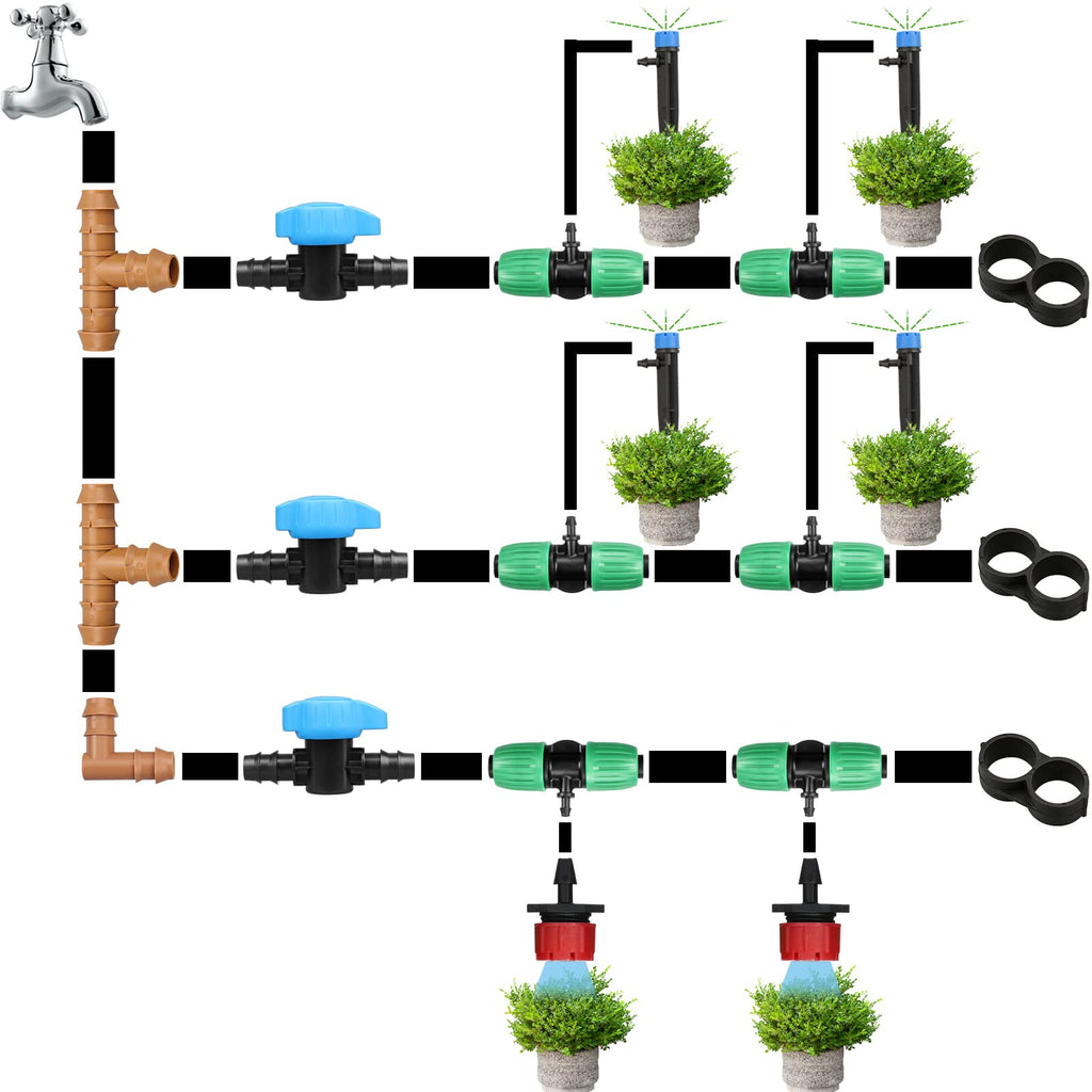 6 Pack Drip Irrigation 1/2 inch Barbed Valve, Drip Line Parts 1/2" Shut Off Valve Fits for 1/2 Inch Drip Irrigation Tubing (.570-.620" ID) for Drip or Sprinkler Systems