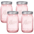 I00000 Pink Mason Jars 32 oz,4 Pack Wide Mouth Mason Jars for Safe Storage,Fermenting,Pickling,DIY,Crafts Decoration