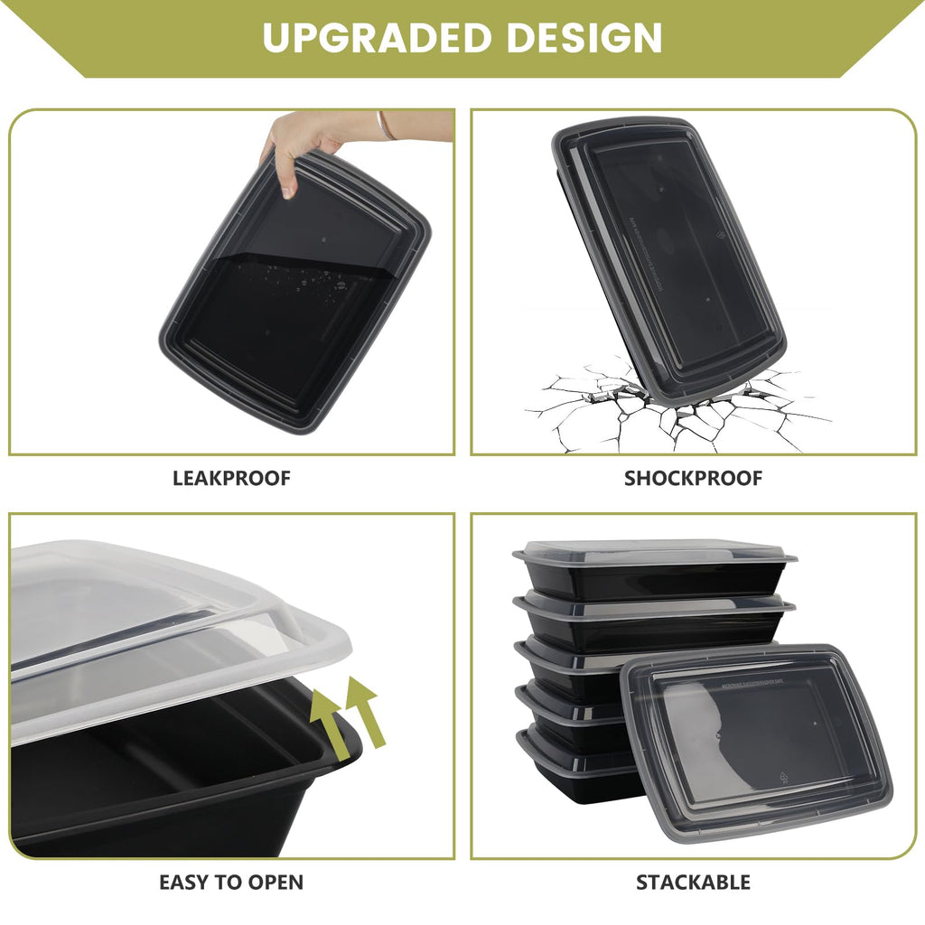Meal Prep Containers Reusable - 48oz Food Storage Containers with Lids 30 Pack, to Go Food Containers for Meal Prep, Disposable to Go Containers with Lids, BPA Free, Microwave/Dishwasher/Freezer Safe