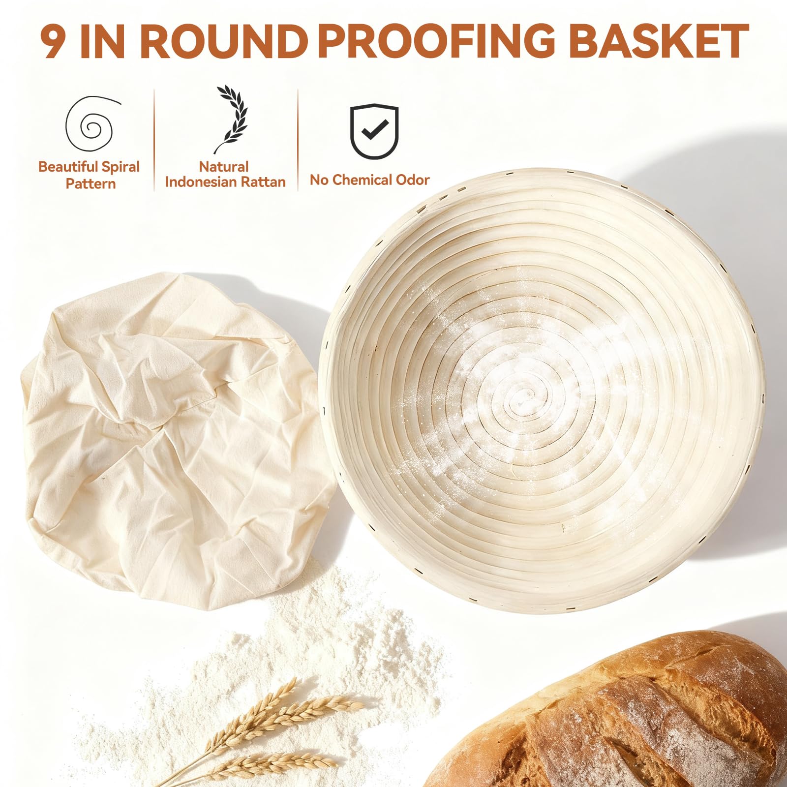 Complete Sourdough Starter Kit, Sourdough Bread Baking Supplies, Banneton Bread Proofing Basket with Glass Sourdough Starter Jar