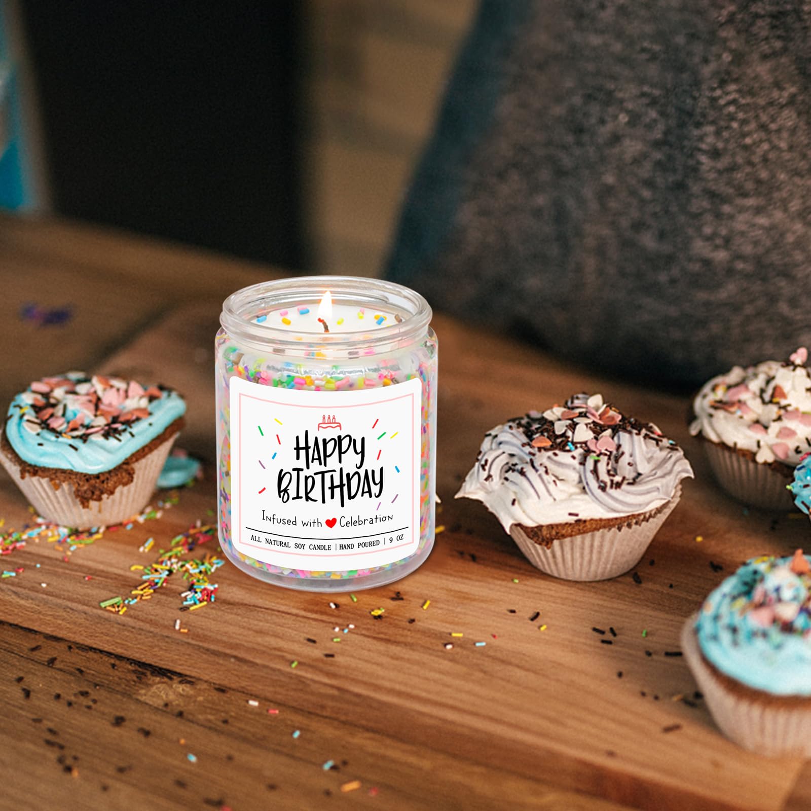 Homsolver Happy Birthday Candles Gifts for Women - Vanilla Birthday Cake Scent with Sprinkles Birthday Gifts for Women - Birthday Candles for Women, Happy Birthday Aromatherapy Candles Handmade