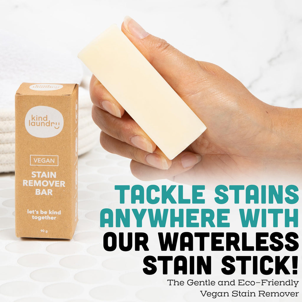 Kind Laundry - Vegan Stain Remover Bar, Travel Natural Stain Remover for Clothes, Gluten-and-Cruelty-Free Laundry Stain Remover, Unscented Baby Stain Remover for Laundry, 90 grams