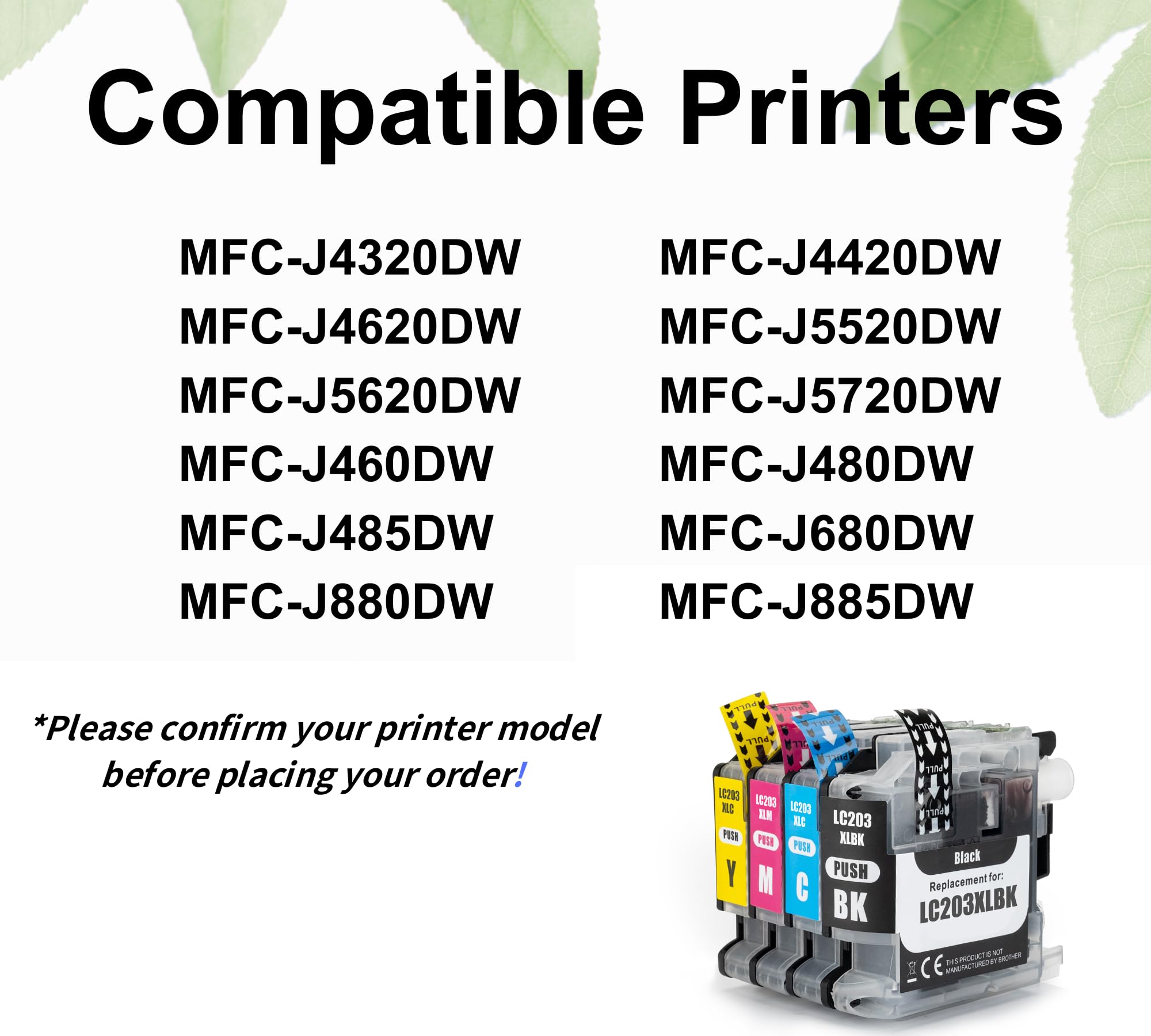 LC203 LC201 Ink Cartridges Replacement for LC201XL LC203XL Ink to Work with MFC-J460DW J480DW J485DW J680DW J880DW J885DW (4BK 2C 2M 2Y, 10 Pack)