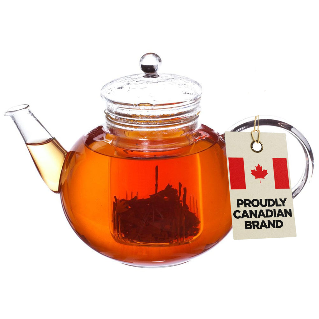 GROSCHE Monaco Glass Tea pot with infuser 1250 ml 42 fl. oz capacity. Glass Teapot with glass tea infuser, heatproof glass for loose leaf tea or blooming tea