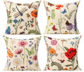 All Smiles Outdoor Throw Pillow Covers Cushion Covers Patio Spring Summer Flowers Garden Farmhouse Décor Outside Bench Chair Decorative Cushion Cases 18x18 Set of 4 Decoration for Bed Couch Sofa