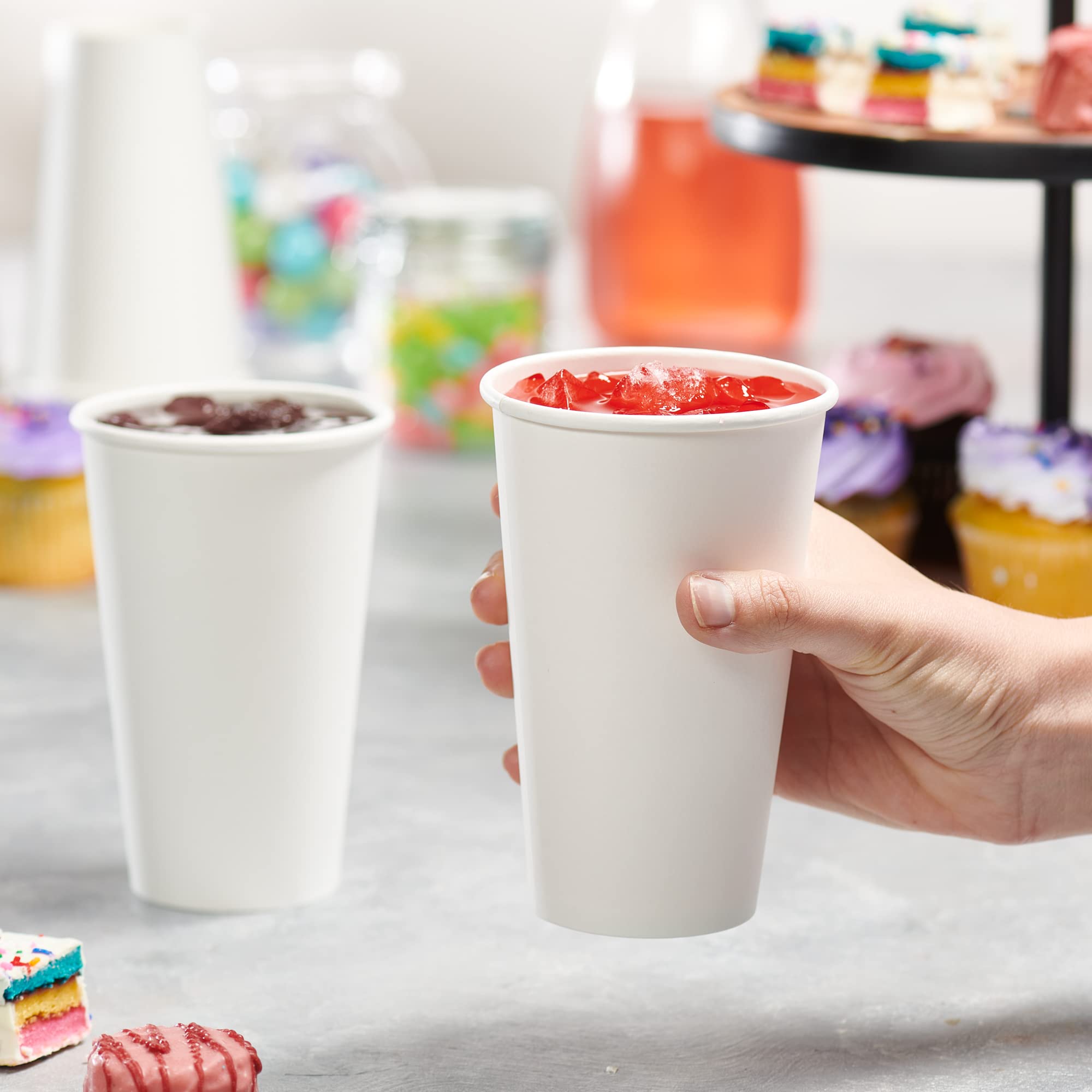 GUSTO [16 oz - 100 Count] Disposable White Paper Cups, Hot Coffee Cups - Eco-Friendly Hot Cups - Formerly Comfy Package