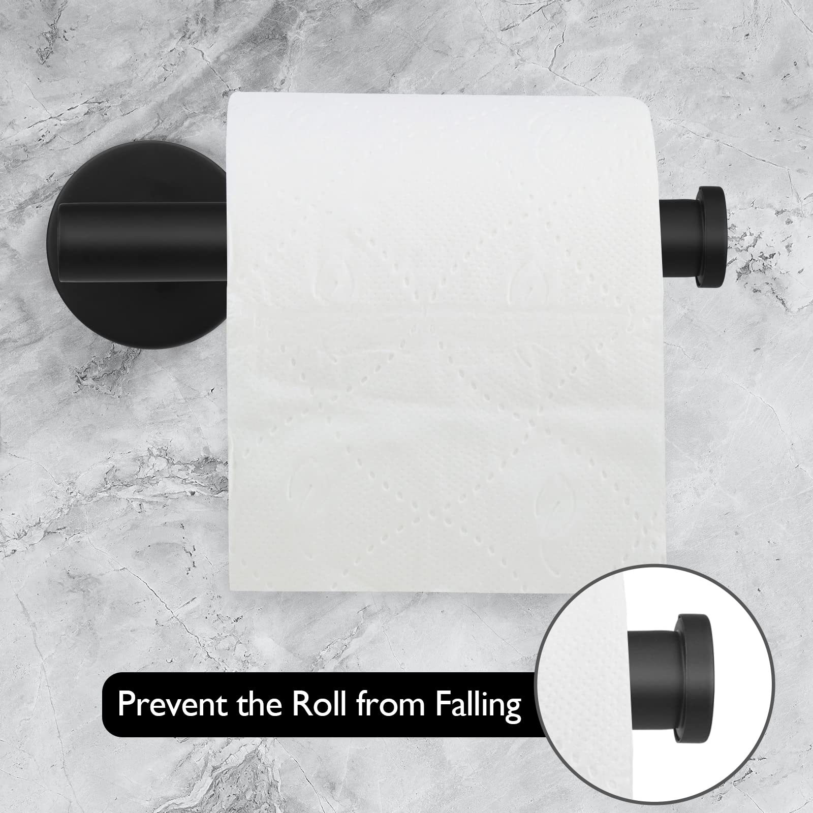Toilet Paper Holder,Matte Black Toilet Paper Holders,SUS304 Stainless Steel Toilet Paper Roll Holder, Wall Mounted Toilet Paper Holder Black,Bathroom Accessory Toilet Roll Holder for Bathroom Kitchen
