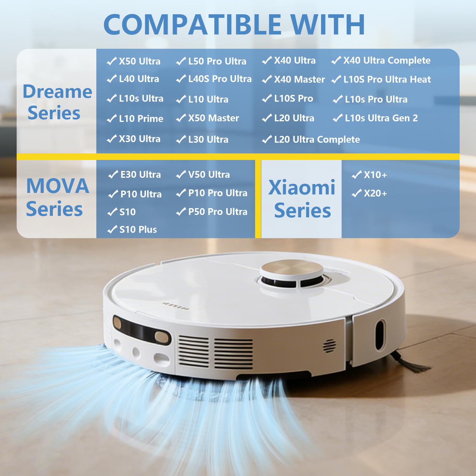 8-Pack L40 Ultra Mop Pads Replacement: for Dreame X40 Ultra/X30 Ultra/X40 Master/L30 Ultra/L20 Ultra/L10s Ultra/L10s Pro Ultra Robot Vacuum, MOVA S10/S10 Plus/P50 Pro/P10/P10 Pro Ultra, Washable Pad
