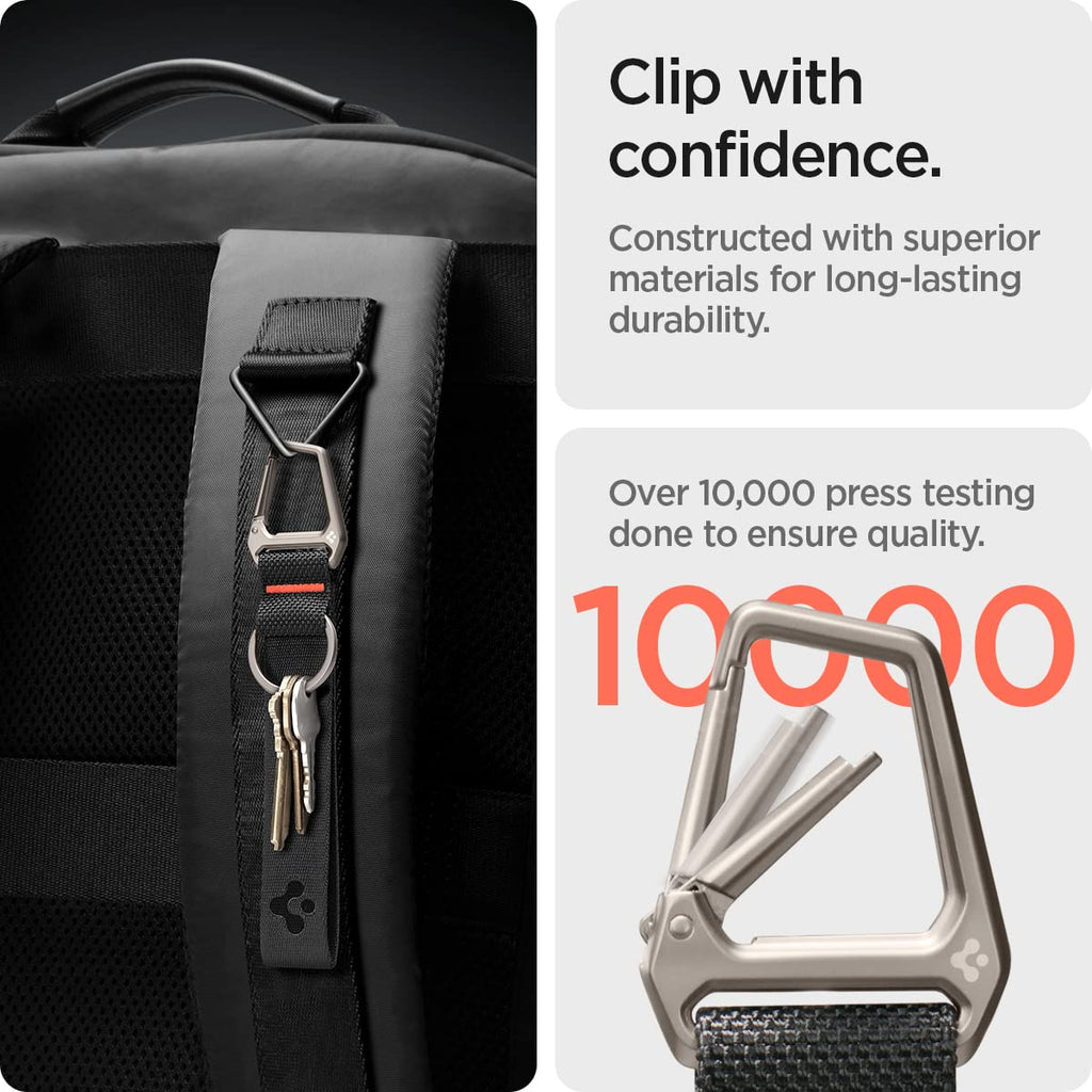 Spigen Life Carabiner Lanyard Keychain Strap for Keys ID Badge Wallet Holder and Everyday Carry Items Wristlet Keychain Ring Carabiner - Black