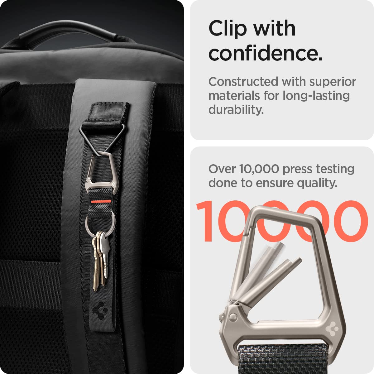 Spigen Life Carabiner Lanyard Keychain Strap for Keys ID Badge Wallet Holder and Everyday Carry Items Wristlet Keychain Ring Carabiner - Black