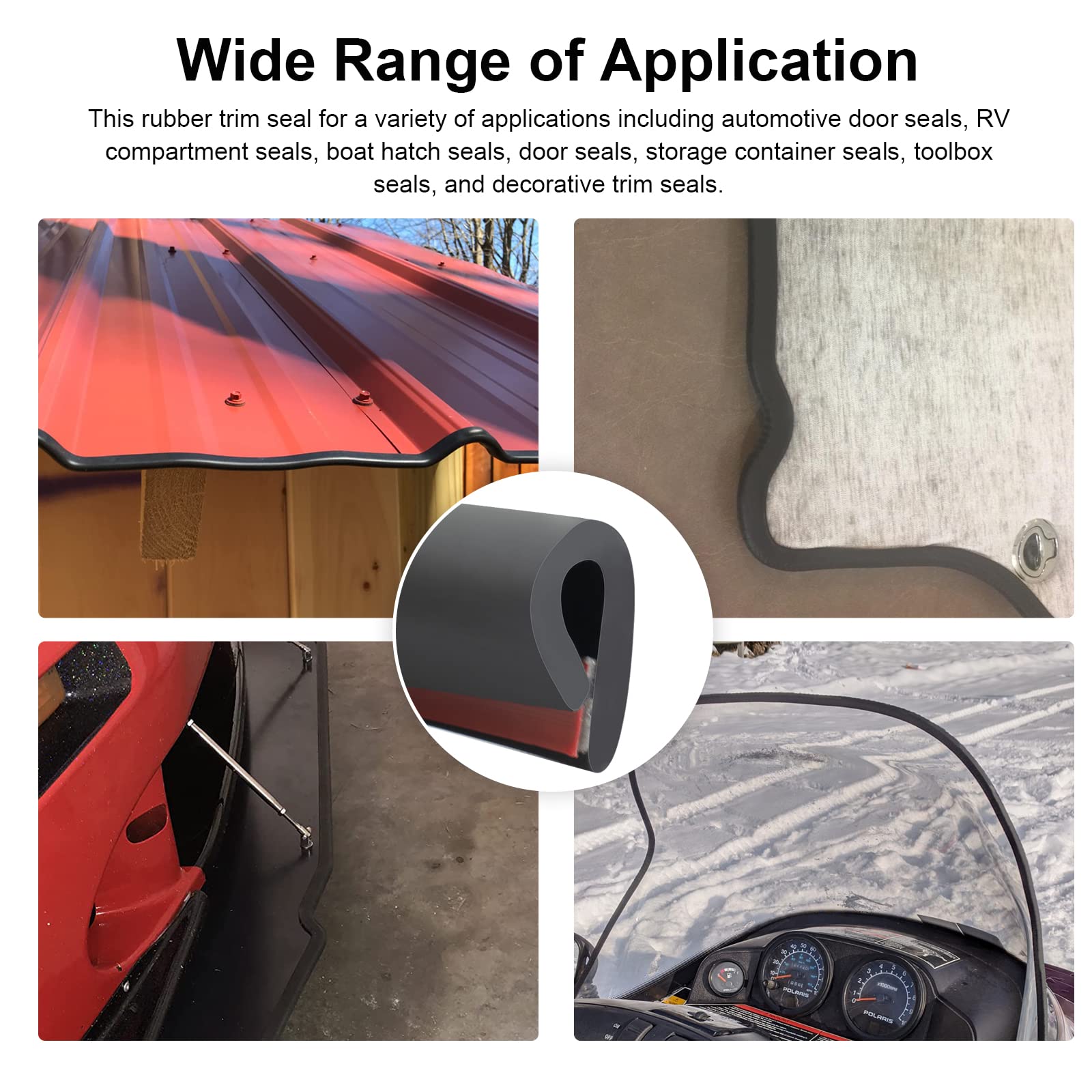 Edge Trim-Rubber U Channel Length 9.8FEET with self-Adhesive Design for car Doors, Table Corners, etc (9.8FEET, BLACK)