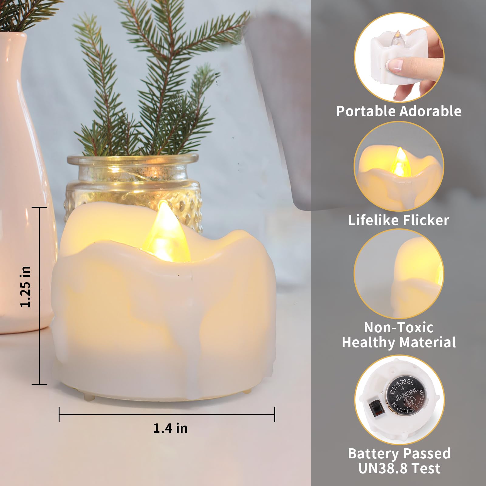 Tealight Candles Battery Operated with Timer (6Hrs ON 18Hrs Off Cycle), 12pcs Timing LED Flickering Flameless Tea Light Electric Fake Votive Candles in Warm White for Xmas Party Halloween Wedding