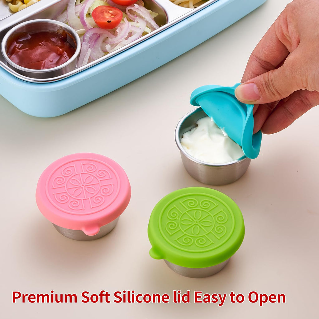 Onlycooker 12 Piece 1.6oz Small Condiment Containers with Lids, Salad Dressing Container To Go,18/10 Stainless Steel Sauce Container with Silicone, Leakproof,Small Dipping Sauce Cups