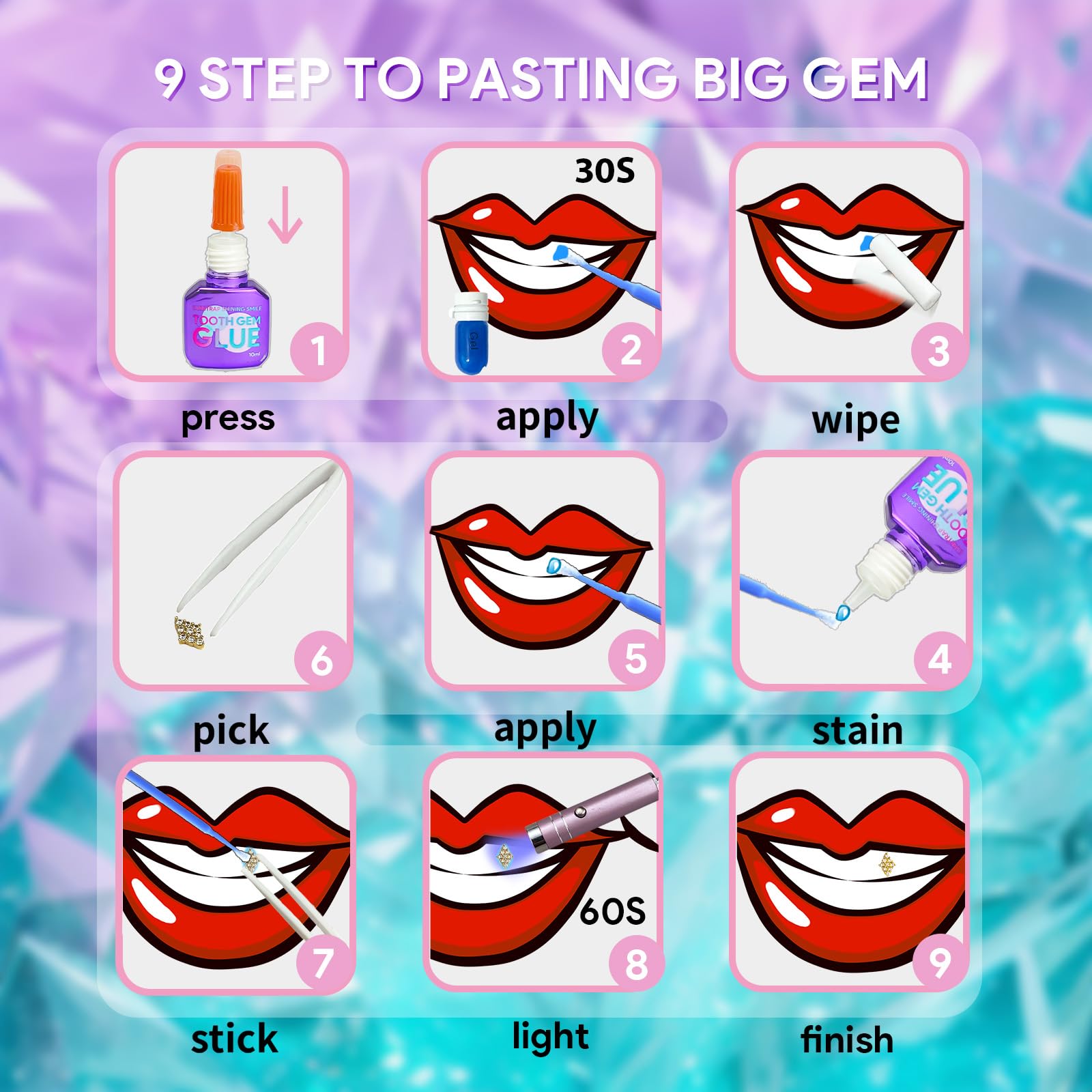 DIY Tooth Gem Kit - 200 Sparkling Crystals, Teeth Jewelry Starter kit, DIY Crystals Diamond Tooth Gems Kit for Teeth （200 PCS）