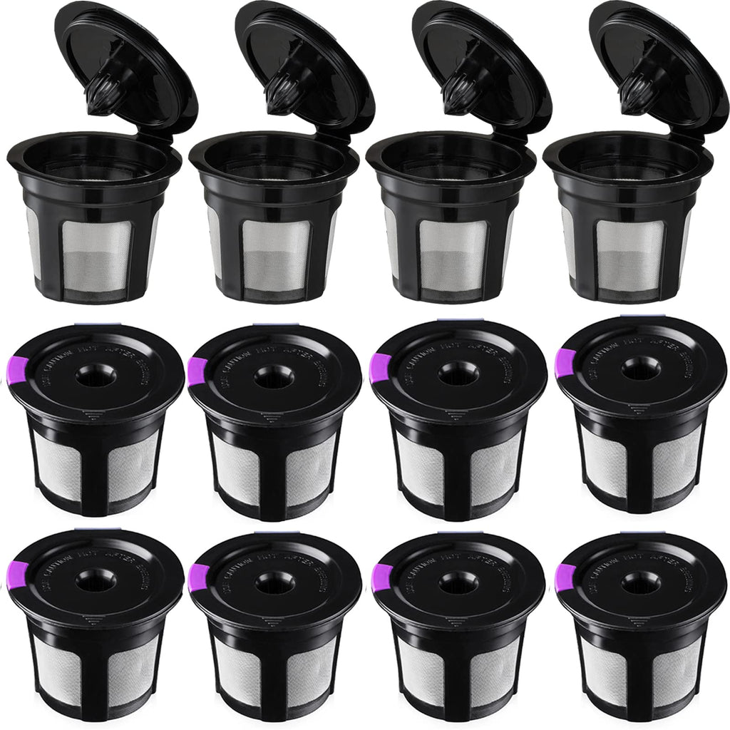 Reusable K Cups, 12 Packs Reusable Coffee Filters Reusable Coffee Pods Stainless Mesh for Brewers 1.0 or 2.0 Machine - Eco Friendly Stainless Steel Mesh Filter (Black)