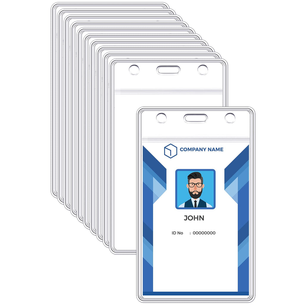 E&EY 50 Sets Clear Plastic Name tag Holder with Lanyard, Flat lanyards Bulk with ID Card Badge Holder Name Badges (Vertical)