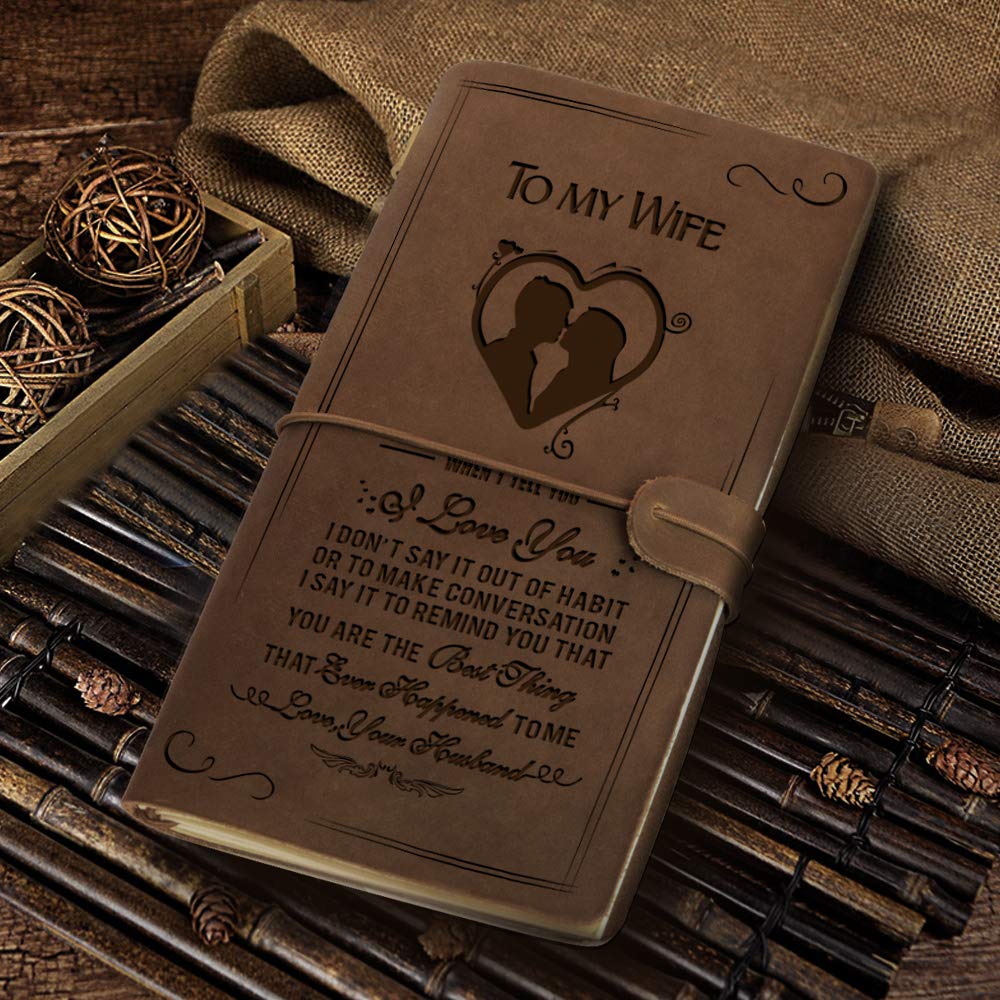 Personalized Leather Notebook Mother‘s DayTo My Wife Gift - Hand-Crafted Genuine Leather Journal for Writing, Poets, Travelers, as a Diary or Life Planner - Birthday Christmas Gifts For Wife