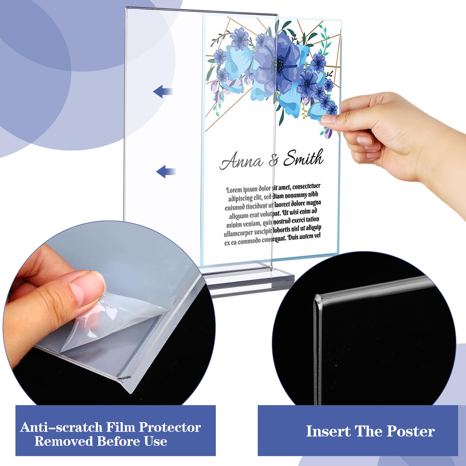 GANGBARU 10 Pack 4 x 6'' Acrylic Sign Holder Clear Display Stand Double Sided Vertical Flyer Menu Brochure Holders for Restaurant Wedding School Office Hotel Party